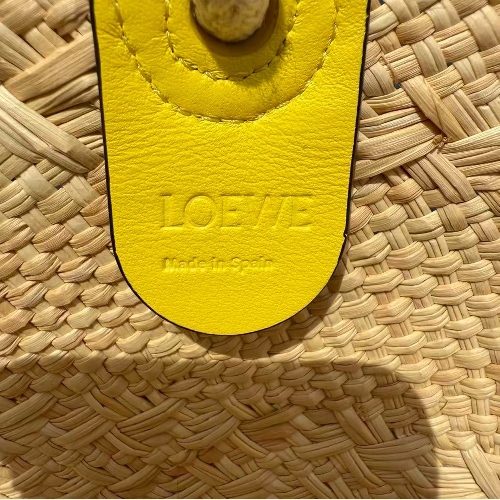 Loewe Anagram Colorblock Yellow Raffia Tote Bag - Picture 12 of 12